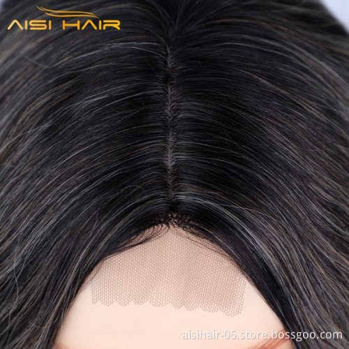 Aisi Hair Top Highest Quality Cheap Black Women Long Lace Front Small Body Wavy 26 Inches Ombre Blonde Synthenic Wig